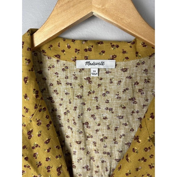 Madewell Mustard Floral Mini Dress - Picture 3 of 4